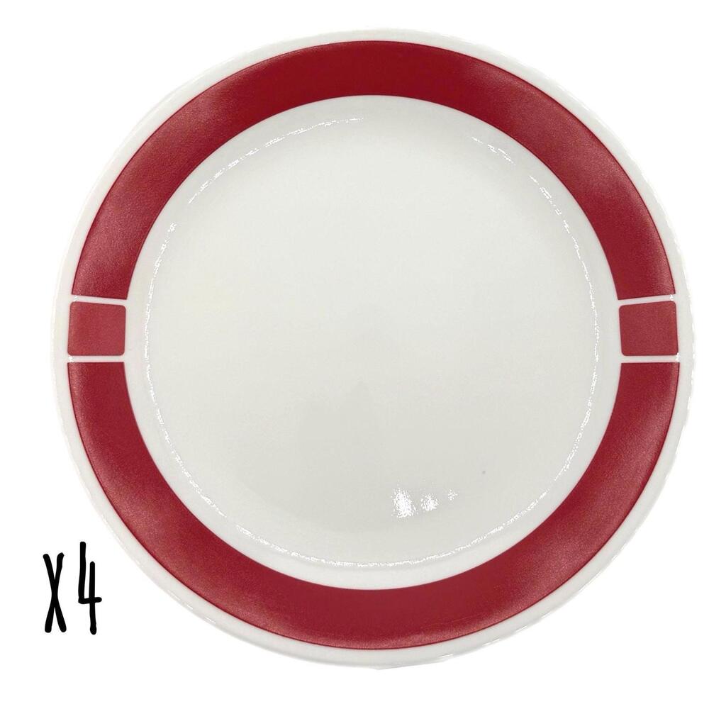 Set of 4 Vintage Corelle Urban Red 10.25” Dinner Plates